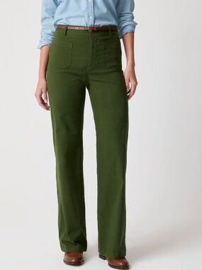 NWT J.Crew Lizzie High-Rise Patch-Pocket Wide-Leg Pant — Olive Green | 28